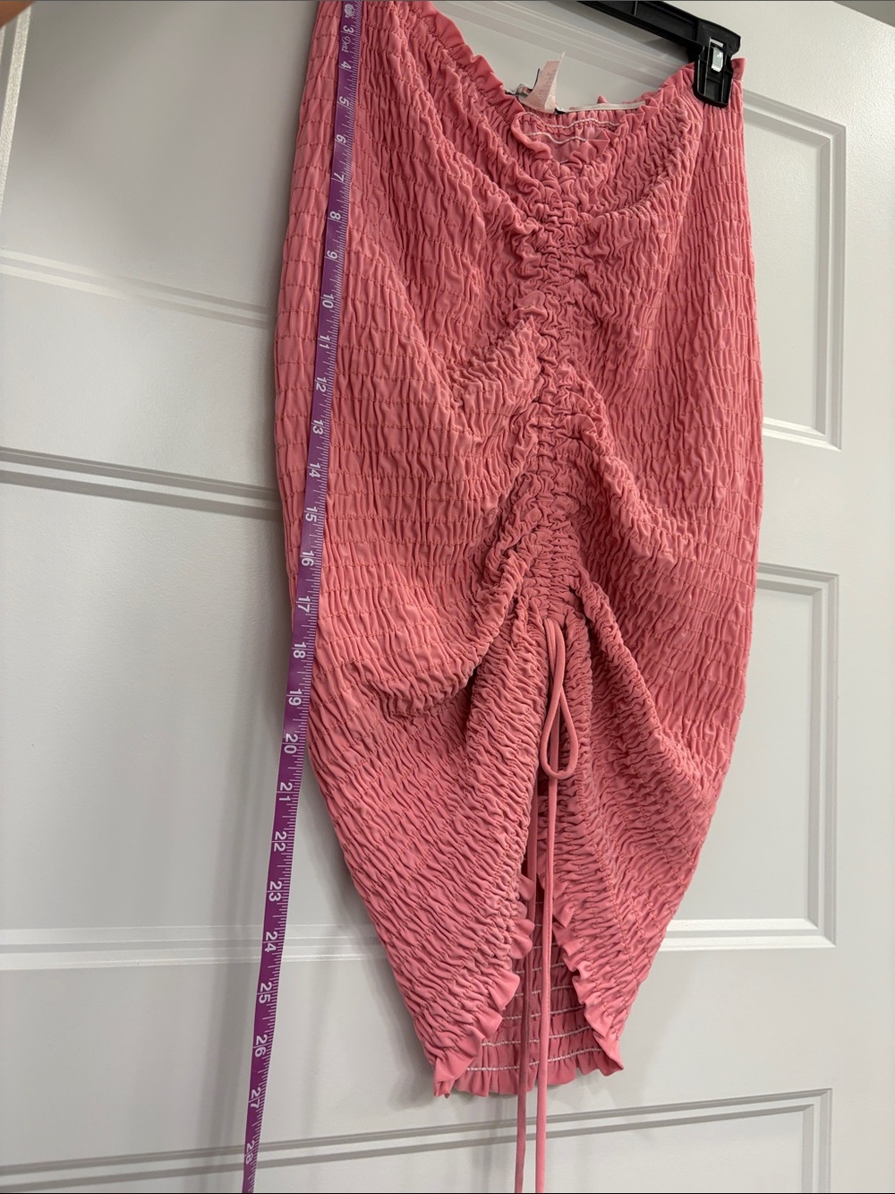 Pink Ruched Drawstring Midi Skirt - Picture 8 of 8